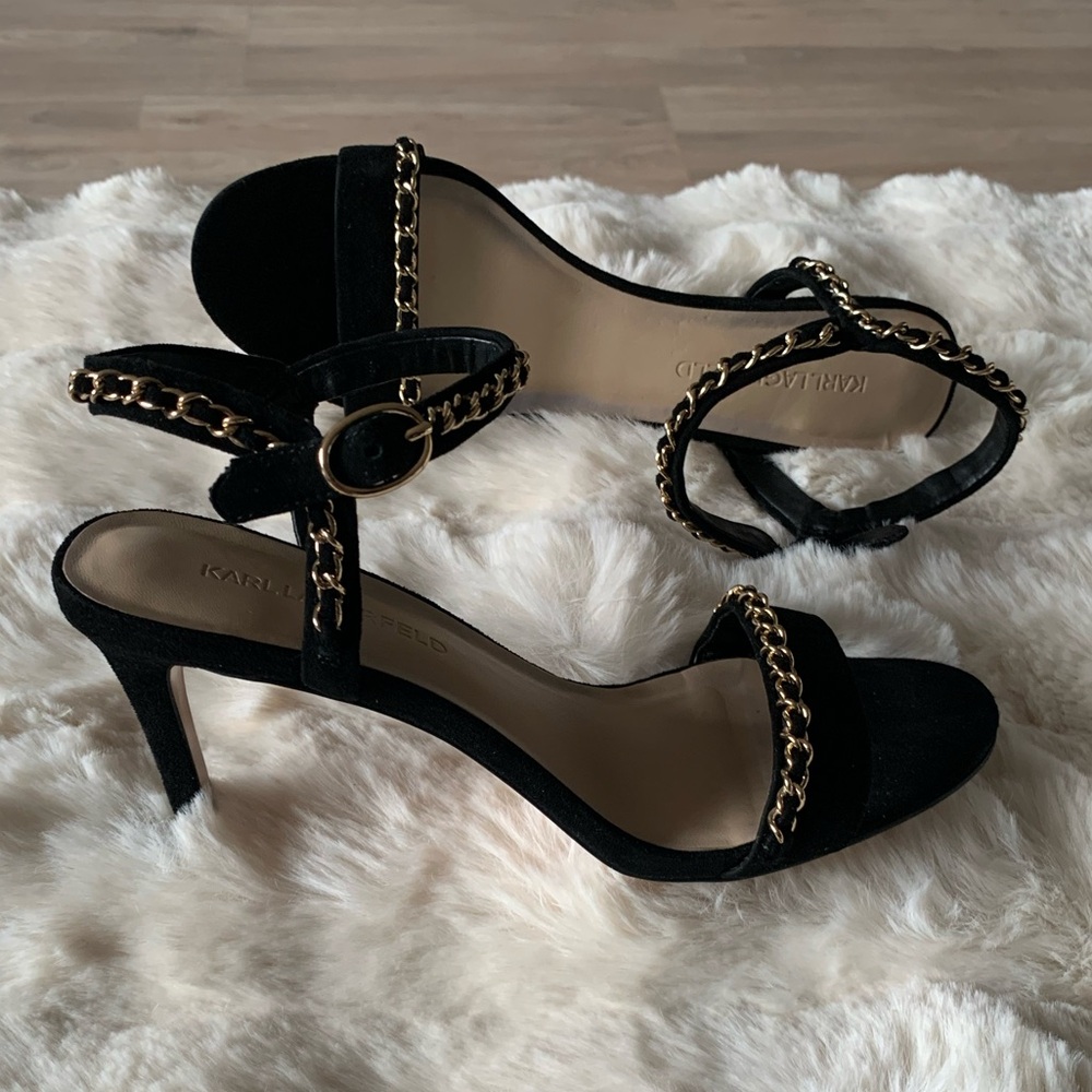 Karl Lagerfeld Ankle Strap Heeled Sandals, Size 8